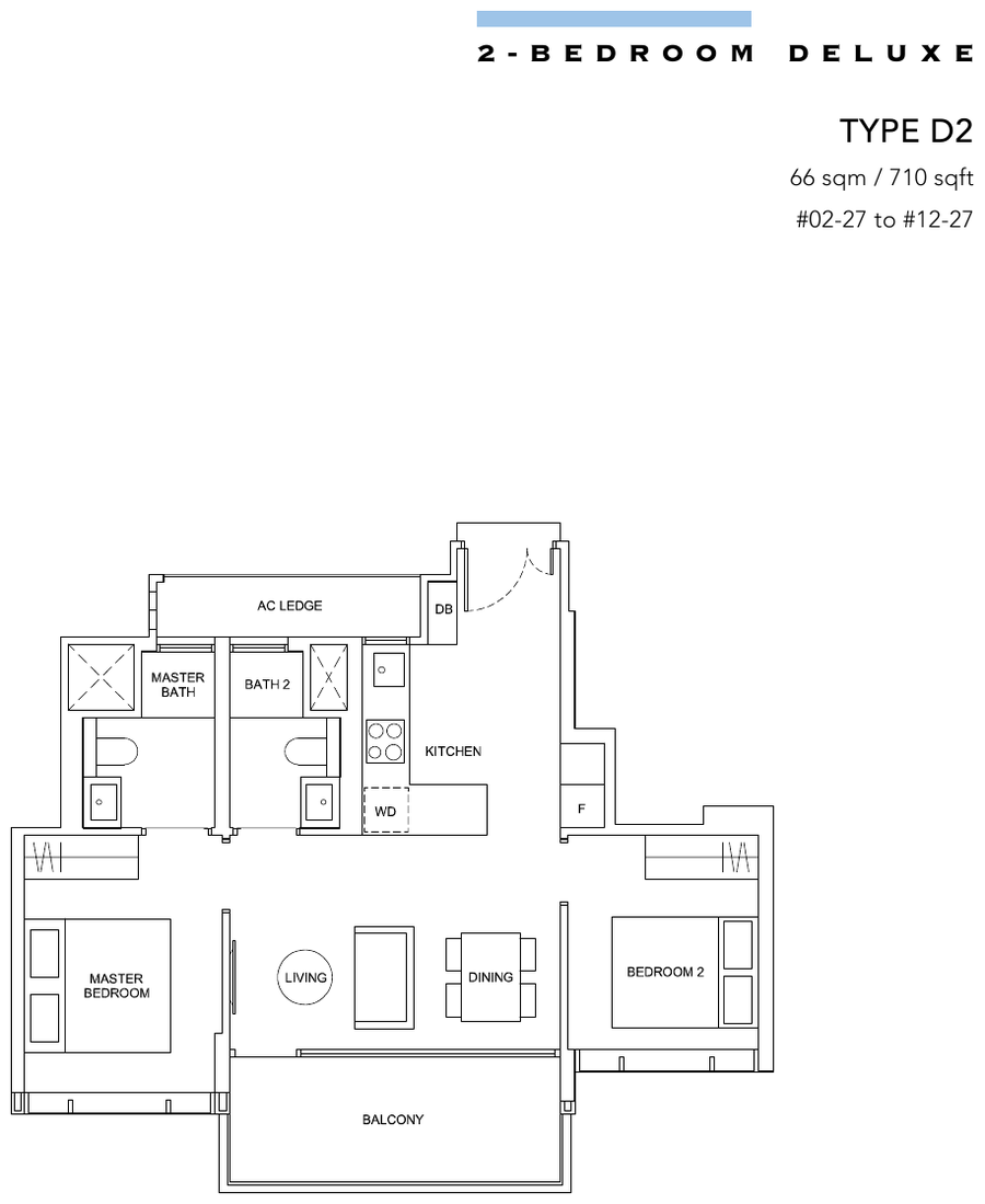 2-Bedroom Deluxe · Type D2 · 710 sqft