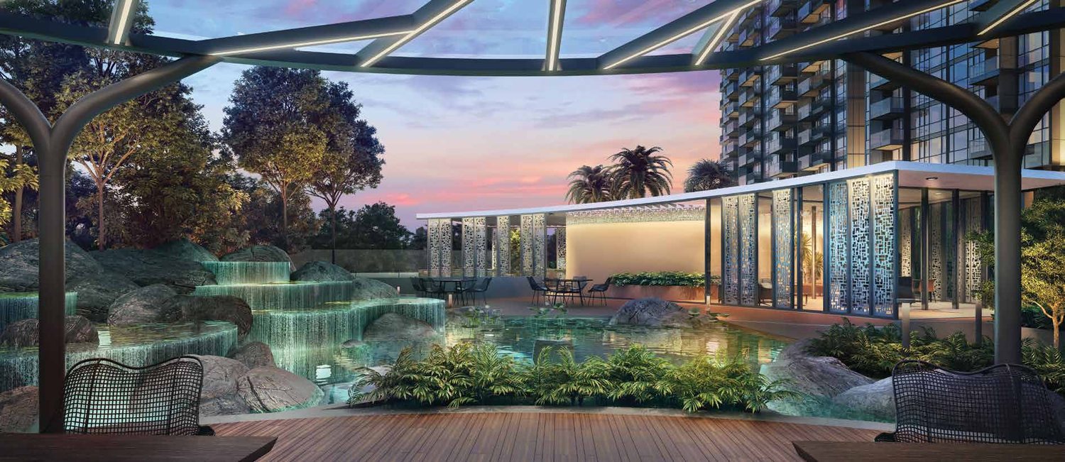 Garden and water cascade